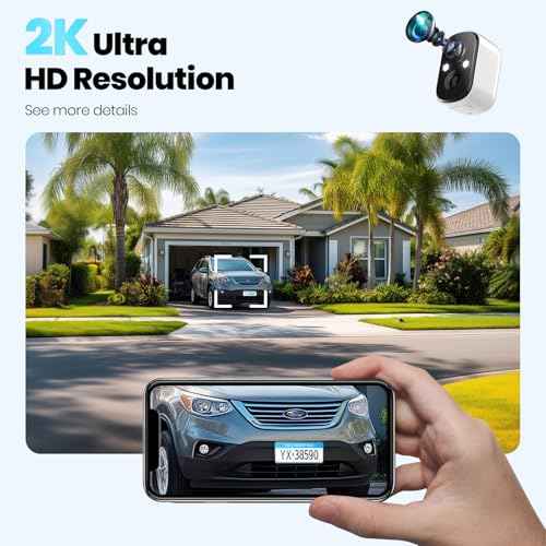 Techage Security Cameras Wireless Outdoor, 2K Battery Powered WiFi Cameras for Home Security with AI Motion Detection, Color Night Vision, 2-Way Talk, IP66 Waterproof, Cloud/SD Storage