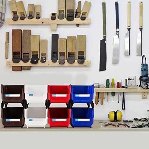 Small parts organizer Wall Mounted Hanging Bins Parts Storage Organizer Garage Storage Bins for Bolts, tools,other small parts (Red,pack of 9)