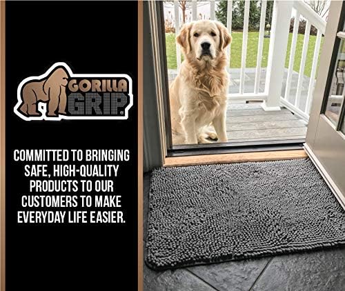 GORILLA GRIP SoakSTOPPER Dog Door Mat, Machine Washable Rug Absorbent Doormat Captures Moisture Mud Dirt, Quick Dry Soft Chenille Entryway Rugs Indoor Entrance Mats for Dog Paws, 24x17 Beige Ivory