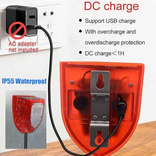 Solar Water Level Sensor, High/Low Water Level Alarm with Dual Probe, 129 dB Red Strobe Siren with Adjustable Volume, Bobber Water Detector, 16.4ft Detect Cord, IP55 Waterproof for Indoor /Outdoor