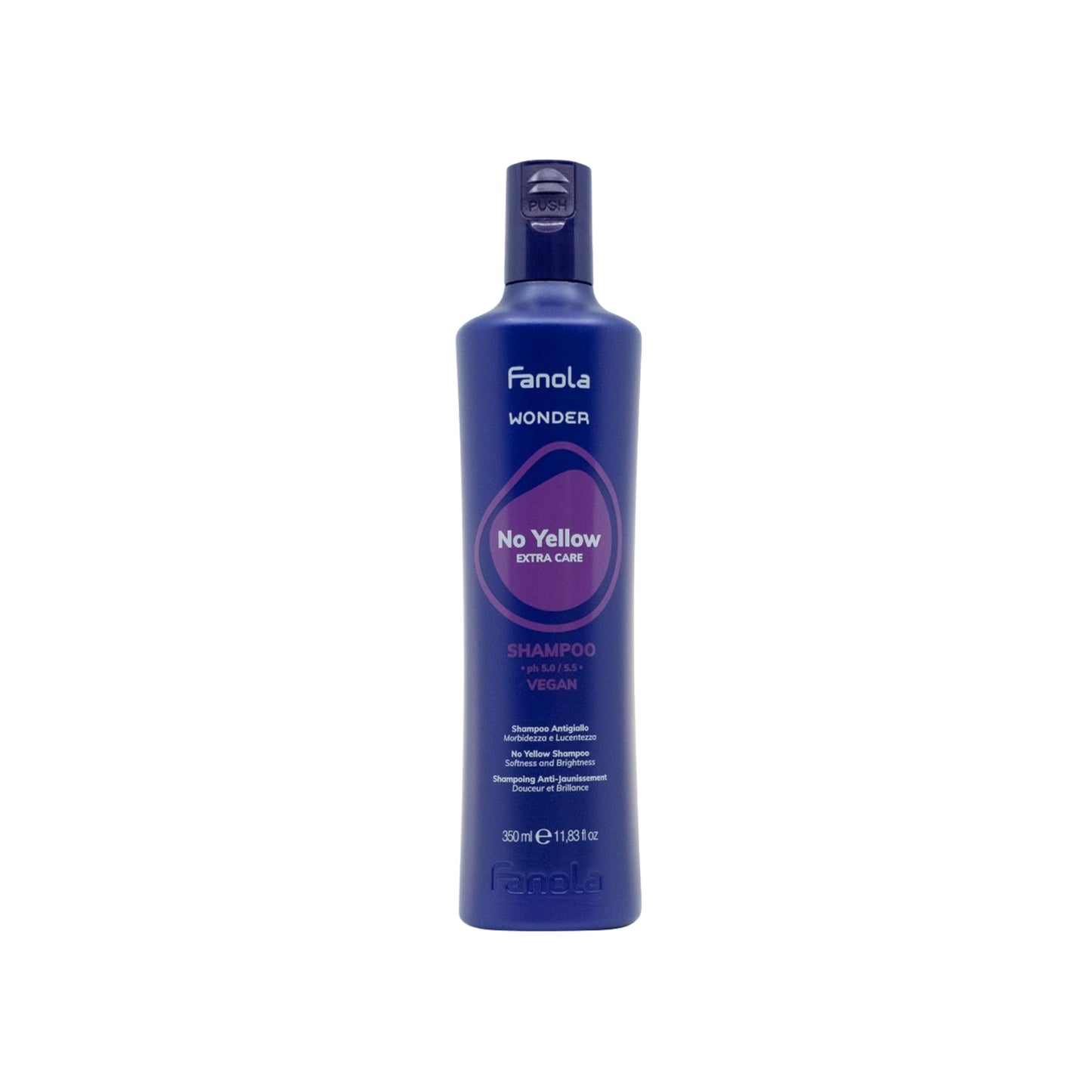 Fanola Wonder No Yellow Purple Shampoo - Purple Color Depositing Shampoo for Blondes, Bleached & Grey Hair - Formulated with Violet Pigment to Remove Brassy Tones from Hair (11.83 Fl Oz)