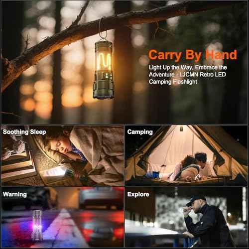 Camping Flashlight 11 Light Modes, 6000Lumens Super Bright Flashlight Rechargeable with IPX7 Waterproof & 60H Long Life Battery & Camping Lantern Tripod, Flash Light for Outdoor Camping, Home