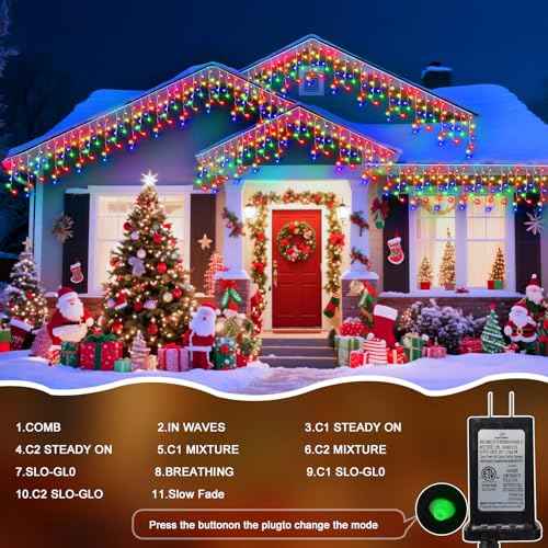 131 Ft String Lights for Outside, 1280 LED Christmas Lights Outdoor Plug in, Christmas String Lights with 11 Modes & Timer for Holiday, Party, Wedding, House, Patio, Outdoor Decorations