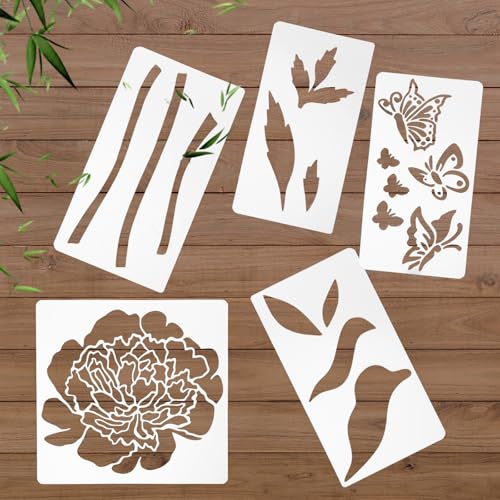 Large Flower Stencils for Painting - 10 Pcs Giant Floral Stencils with Rose & Daisy Designs for Walls, Fences & DIY Crafts
