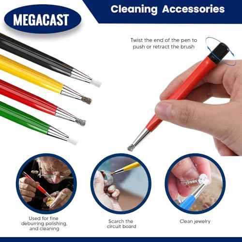 4-Piece Scratch Brush Pen Set, Sanding Brushes Tools with Fiberglass, Steel, Brass and Nylon Nigs, Cleaning Brush for Jewelry, Watches, Coins and Electrical Circuit Boards