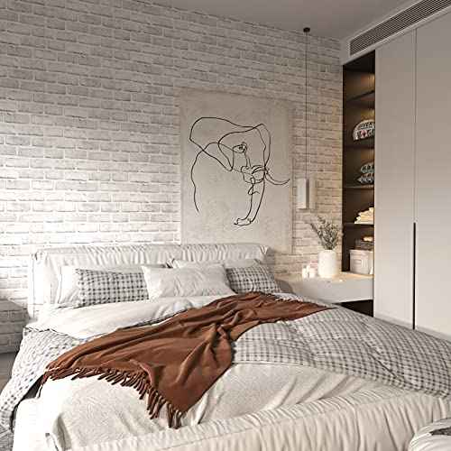 Cohoo Home Brick Wallpaper Peel and Stick Contact Paper 787inL 18inW Faux 3D Brick Contact Paper for Walls White Gray Grey Self Adhesive Removable Wallpaper Backsplash Bedroom Wall Sticky Waterproof