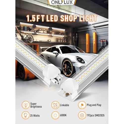 LED Shop Light, 25W 3750LM 6000K Super Bright, Plug and Play, Linkable Utility Shop Lights for Garage, Cabinet, Workbench, Workshop (6 Pack)