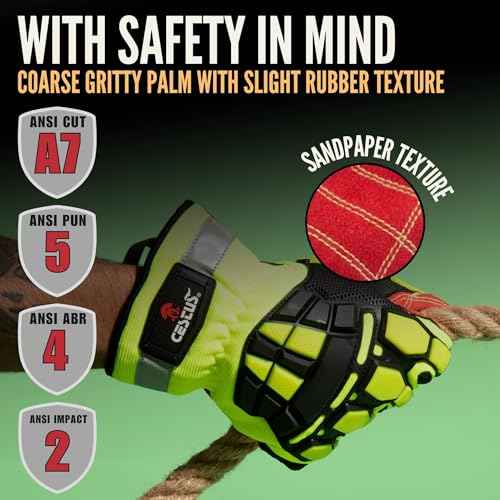 Cestus 3207, ANSI A7 Cut-Resistant Impact Gloves (1,3,10,50 pairs) Heavy Duty Work Gloves Extrication Construction Demolition