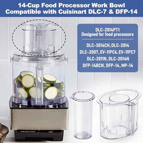 14-cup Large Pusher DLC-2014PT1 and Small Pusher DLC-2014SPT1-1, Compatible 4 Locking Tabs DLC-005AGTXT1 Bowl and DFP-14NWBCT1X Cover, Food Processor Parts Replacement Fits DFP-14 DLC-2014