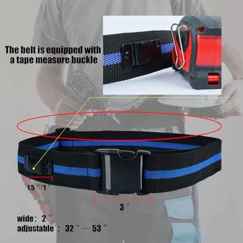 KUNN 3-in-1 Right-handed Drill Holster Set with Magnetic Wristband and Tool Belt, Cordless Drill Holster, Impact Driver Holster with Bit Pouch,Drill Holder for Tool Belt, Black and Blue