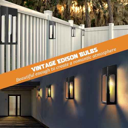 GOODFOEVER Solar Outdoor Lights Waterproof, 4 Pack Fence Lights Solar Powered with LED Bulbs, Metal Wall Lights for Garden Porch Patio Yard and Garage, Aluminum and Glass Shade (Wall Light 4 Pack)