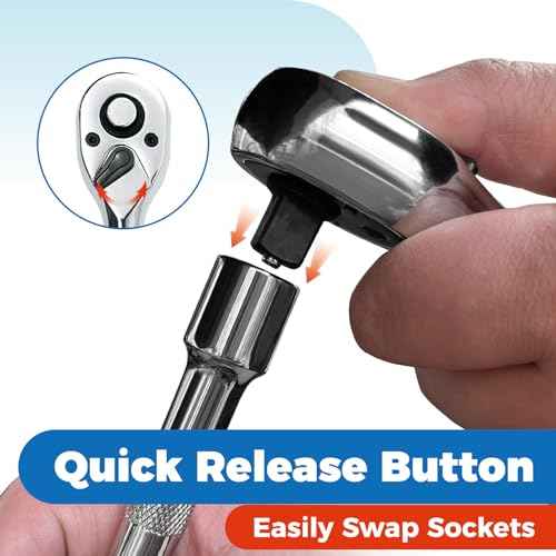 3-Piece Ratchet Set, Quick Release Reversible, 72-Tooth, 1/4", 3/8", 1/2" Drive Ratchet Wrench, 5 Degree Swing, Chrome Alloy Made, Full Polished