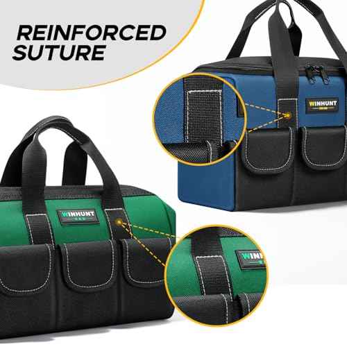 2 Piece Tool Bags,12 inch Storage Bags, Heavy Duty Canvas with Multiple Pockets, Green and Blue