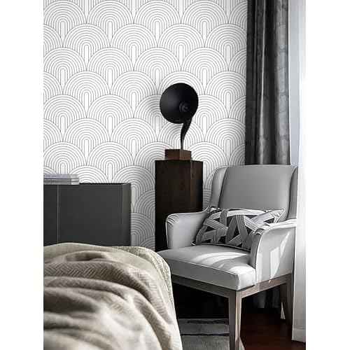 Floralplus Peel and Stick Modern Wallpaper Black Contact Paper for Shelf Liner Kitchen Renter Friendly Wallpaper for Bathroom Vinyl Textured Contact Paper for Home Decor 17.7 x 118 in