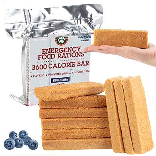 Grizzly Gear Emergency Food Rations- 3600 Calorie Blueberry Bars (2 Pack) - 6 Day, 144 Hour Supply For Disaster, Hurricane, Flood Preparedness - Less Sugar, More Nutrients - 5 Year Shelf Life