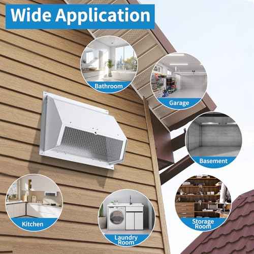 6 Inch Hooded Wall Vent with Screen and Damper,Wall Exhaust Vent Cover Cap,Dryer Vent Cover Outside,External Extractor Wall Vent Hood for House Kitchen Range Hood Air Ventilation White