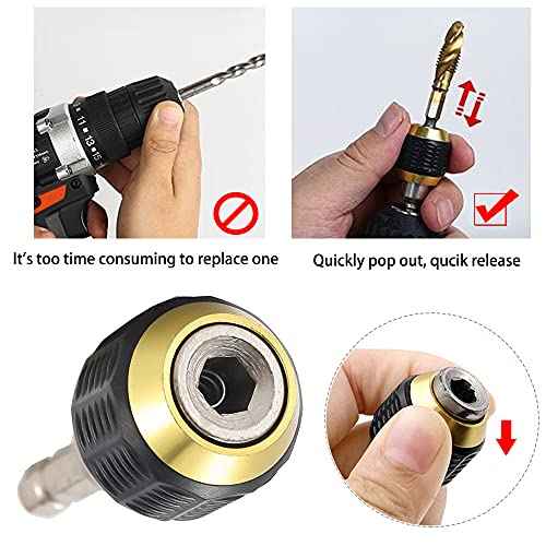 2 Pcs 1/4 Inch Hex Shank Drill Bit Extension Screwdriver Bit Holder Extension Rod Self-Locking Drill Bit Holder Quick Release Chuck Adapter Connector Power Drill Tool [60mm Length]