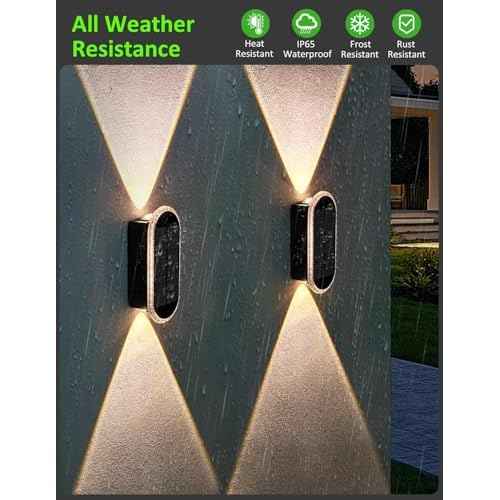 Solar Fence Lights Outdoor, 3000K/4000K/6000K 3 Modes Solar Wall Lights Outdoor Waterproof, Up&Down Dual-Head Outdoor Solar Lights for Yard House Fence Backyard Deck Garden Patio Porch, 10 PK
