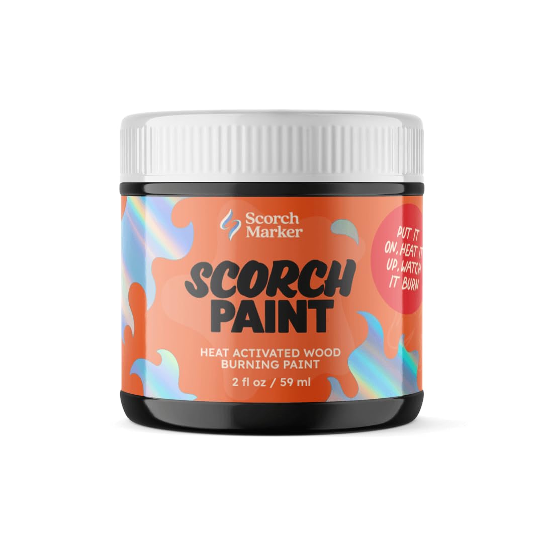 Scorch Marker SCORCH PAINT – Wood Burning Paint for Crafts, Stencils, DIY Projects & Pyrography | Water-Based, Safe, Easy to Use | 2 oz Jar