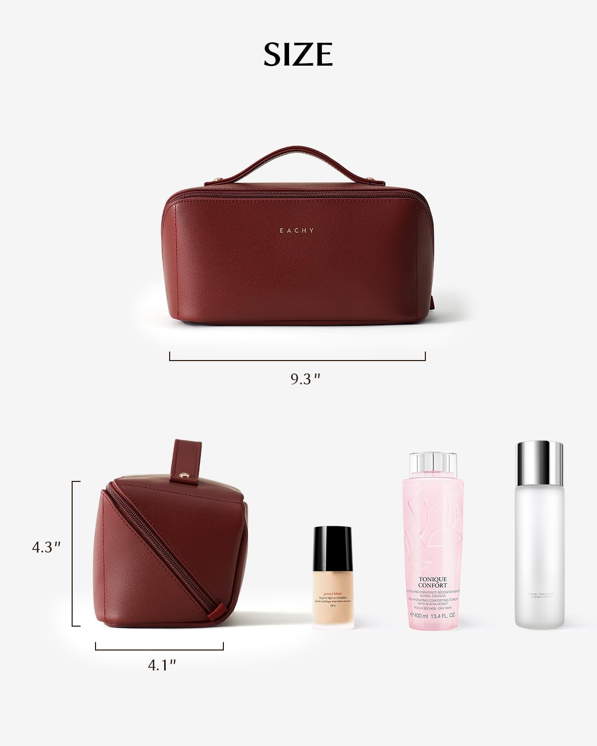 EACHY Travel Makeup Bag,Large Capacity Cosmetic Bags for Women,Portable Pouch Open Flat Toiletry Bag Make up Organizer with Divider and Handle