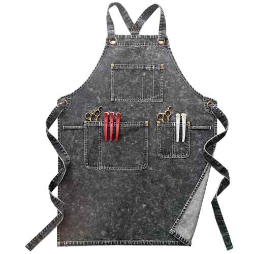 Denim Apron With Pockets For Women,Jean Apron For Hair Stylist,Plus Size Aprons,Denim Work Aprons
