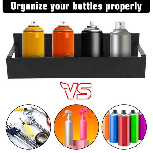 4 Pcs Magnetic Aerosol Spray Can Holder, Wall Mounted Spray Bottle Rack, Mechanic Paint Bottle Can Organizer, Tool Box Storage Rack for Garage Home Workspace (Black)