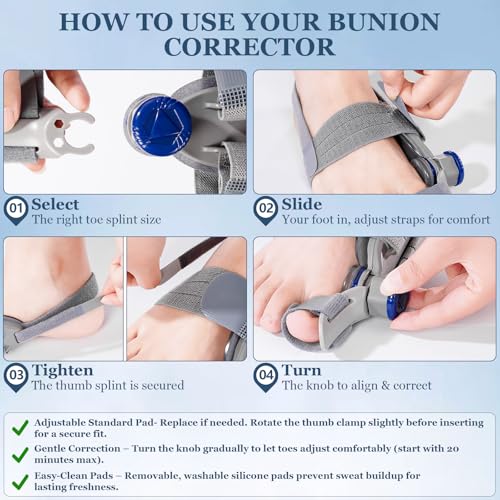 Bunion Corrector for Women & Men,Treatmedy Bunion Fix,Adjustable Toe Straightener - Orthopedic Bunion Splint for Big Toe Alignment, Hallux Valgus Correction, Left/Right Feet Relief (1PCS)