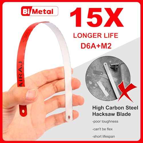 AIRAJ 12 In High-Tension Hacksaw with 24 TPI Bi-Metal Blade,Hand Saw Suitable for Metal, Wood, PVC