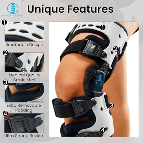 Comfyorthopedic OA Unloader Knee Brace For Medial Knee Pain, Arthritis Support, Osteoarthritis, Bone on Bone Inside Cartilage Joint Side Stabilizer L1851 L1843, Adjustable Plus Size Fits Up to 32in Thigh Circumference