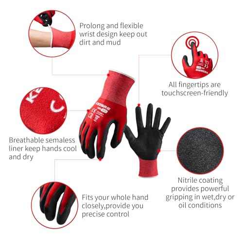 KEZERS Work Gloves,12 Pairs MicroFoam Nitrile Coated Work Gloves for Men,Seamless Knit Nylon Gloves,Home Improvement