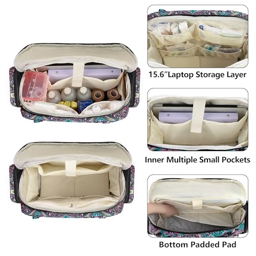 LoDrid Nurse Tote Bag with Padded Bottom for Home Health & Work, Zip-Top Closure, 15.6" Laptop Layer, Multiple Pockets for Nurse Supplies