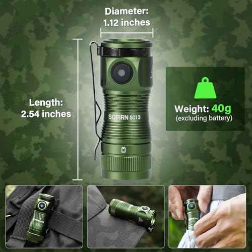 sofirn SC13 HCRI Small LED Flashlight Type-C Rechargeable, Bright Pocket Flashlight 1100 Lumens with 519A LED, 90 High CRI Mini Waterproof Light for Everyday Carry Camping Hiking Repairing