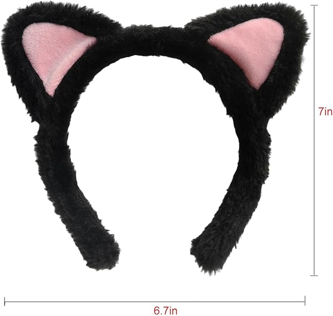 Cat Ears Headband 2Ã¢ÂÂPack Ã¢ÂÂ Plush Fuzzy Headbands for Cosplay, Makeup, Yoga, Spa & Photo Props Ã¢ÂÂ One Size Fits Most
