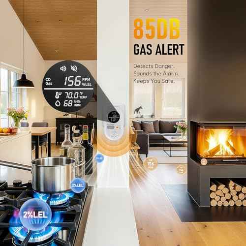 Portable Carbon Monoxide detectors for Travel - 5-in-1 Combination Natural Gas and Carbon Monoxide Detector,Detect Co,Gas,Temperature,Humidity