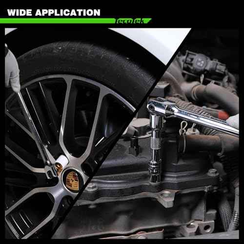 6-Piece Breaker Bar Set, Breaker Bar with Socket Extension, 1/4", 3/8" and 1/2" Drive, 6", 10", 15" Length with 180¡Æ Rotatable Head, CR-V Steel