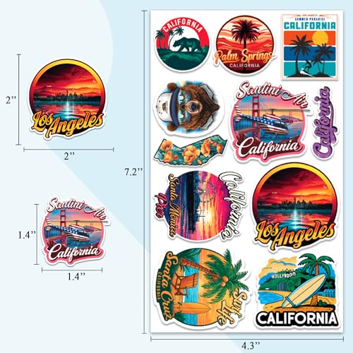 California State Travel Stickers 50 Pieces Vinyl Waterproof Decal for Laptop Water Bottle Phone Car Window Bike Motorcycle Stakeboard Scrapbook CA Sticker Gifts