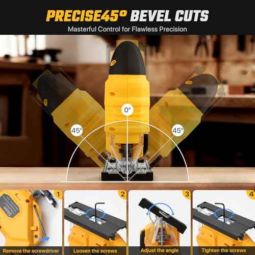 Jig Saw with Dw 20v Battery,Cordless Jigsaw with 7 Speed Variable ??Up to 3200RPM, LED Light, 45¡Æ Bevel Cuts,3 Orbital Settings for Straight/Curve/Bevel/Circle Cutting(Battery Not Included)