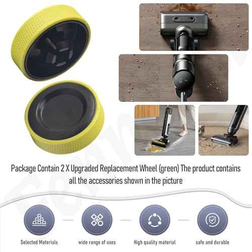 2 Pack Upgraded Replacement Cordless Vacuum Cleaner Wheels for Ryobi PCL720K PBLSV716K Vacuum Cleaners, Silicone Wheel Base, Anti-slip Noise Reduction - Green