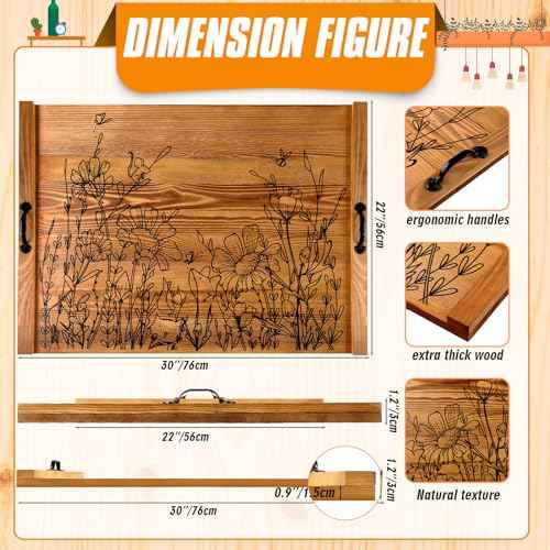 Wooden Noodle Board Stove Top Cover with Handles for Electric Stove 30" x 22" Pine Wooden Stoves Cover for Gas Burners Decorative Tray for Kitchen Counter Space