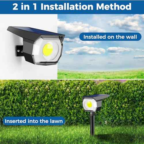 Peasur 12 Pack Solar Lights Outdoor, Solar Spotlights Outdoor Waterproof 3 Modes, 2-in-1 Auto On/Off Solar Spot Landscape Lighting Outside for Tree Plants Yard Garden Pathway