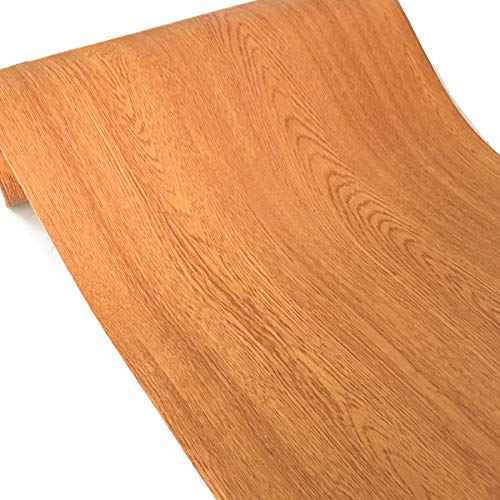 UPREDO Brown Wood Grain Adhesive Paper Wall Paper Vinyl Funitures Dresser Drawer Cabinet Sticker (15.8X79inch, Brown)