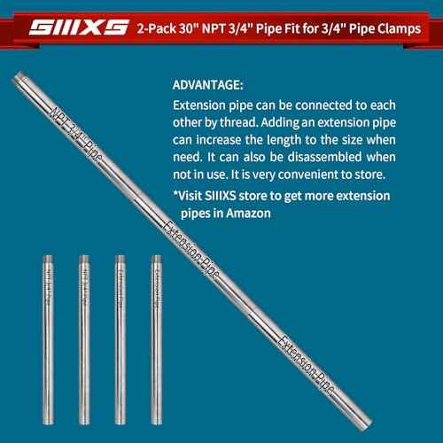 2-Pack 3/4"X30" Heavy Duty Metal Pipe with stardard NPT 3/4" thread Fit for Pipe Clamps