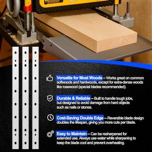 Planer Folding Table with 3 Pack 13-inch Planer Blades Heat Treated Replacement Knives Compatible with Dewalt Dw735 Dw735x Provides Additional 9 Inch Support on Each Side of The Dw735