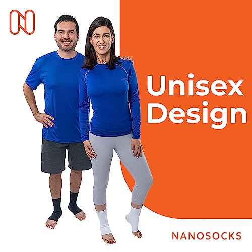 NanoSocks Compression Socks for Women & Men (1 Pair) - BEST Ankle Brace Support Sleeve for Neuropathy, Plantar Fasciitis, Diabetic Foot Nerve Pain Relief - Toeless (Large, Black)