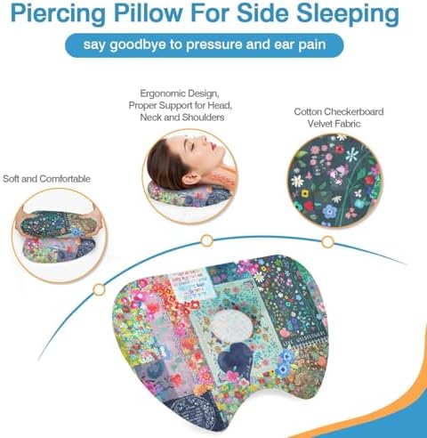 Ear Piercing Pillow for Side Sleepers with Washable Cover Pillows with Holes for Ear Pain,Donut Pillow for Adults CNH Ear Pain Relief Pressure Sores Ear Pillow with Hole in Center