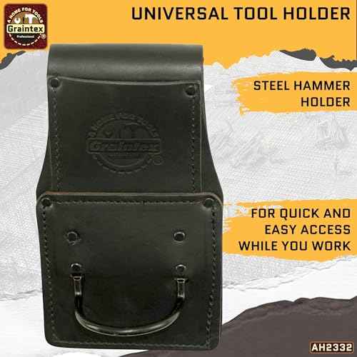 Graintex Hammer Holder Ambassador Series Color Top Grain Leather, Hammer Loop, Leather Tool Holster, Construction Workers, Electricians, Framers, Drywall Contractors