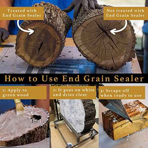 End Grain Sealer Clear 1 Gallon by Preservation Solutions, Prevents End Grain Cracking & Slows Drying, Ideal for Woodworkers & Carvers