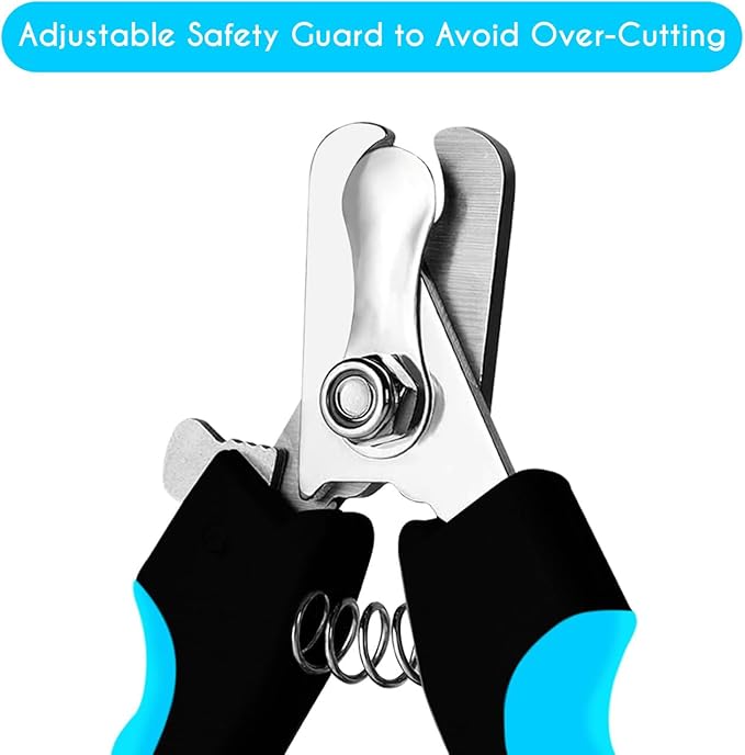 Candure Pet Nail Clippers Professional Nail Trimmer Suitable for Puppy, Cats, Rabbits and Guinea Pigs - Safety Lock/Protective Guard to Avoid Over Cutting (Blue, Small)