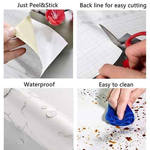 UPREDO Blue Stone Adhesive Marble Paper Granite Look Marble Effect Gloss Vinyl Peel and Stick Countertops Covering Sticker Sheet Roll 15.8inch by 79inch (15.8inch X 79inch, Blue Stone)
