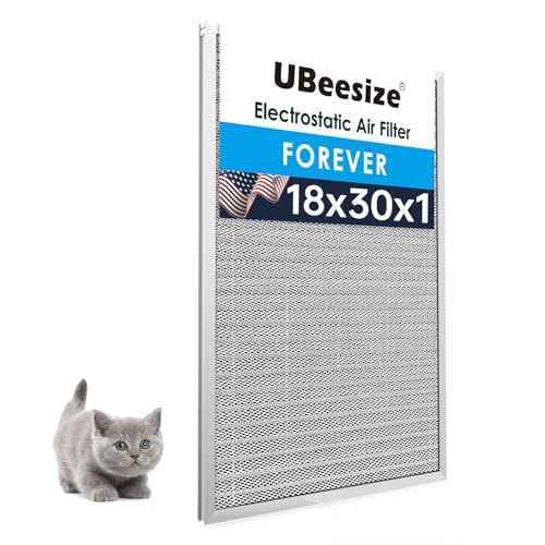 UBeesize 18x30x1 Reusable Electrostatic Air Filter HVAC AC Furnace Filter,MERV 8,Washable, Lasts a Lifetime,Permanent Air Filter,Breathe Fresher,Home And Office(Actual Size:17.5x29.65x0.82 Inch)